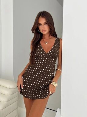 Princess Polly Brown Polka Dot Mini Dress